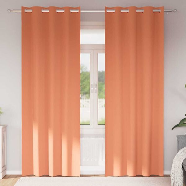 vidaXL M&oslash;rkleggende Gardiner med Ringer 2 pcs Terrakotta 260 x 140 cm