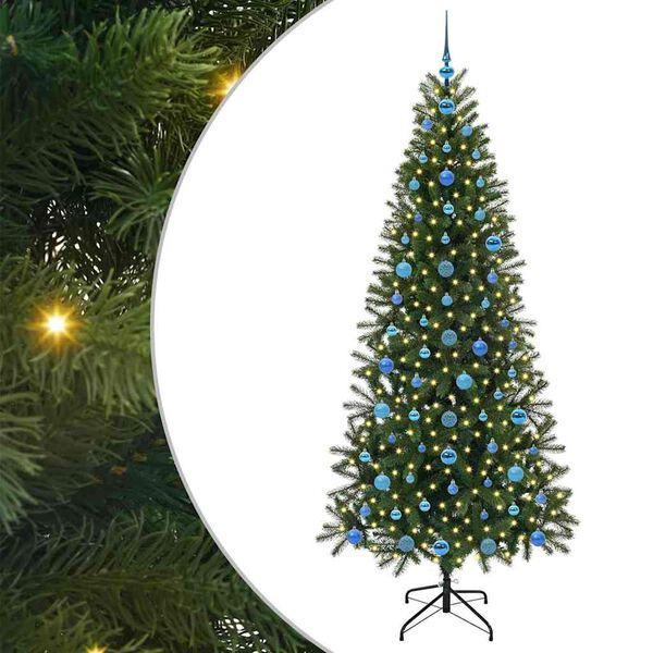 vidaXL Kunstig juletre med 300 LED med stativ grønn 210 cm PE og PVC