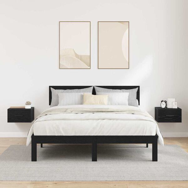 vidaXL Nattbordskap 2 pcs Svart Eik 35 x 35 x 20 cm Konstruert tre