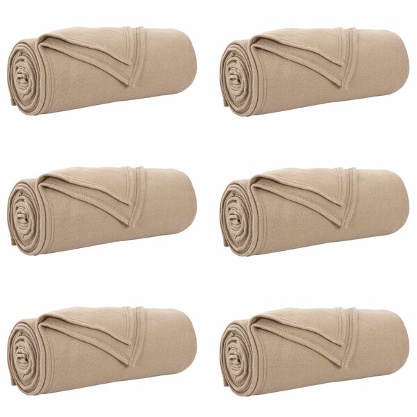 vidaXL Kastepledd 6 pcs Kamel 240 x 220 cm Fleece