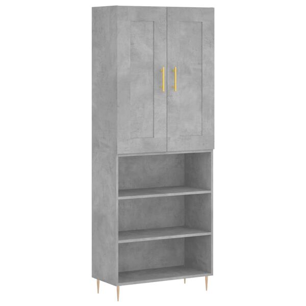 vidaXL Highboard betonggr&aring; 69,5x34x180 cm konstruert tre