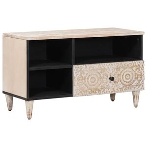 vidaXL TV-skap med skuff Hvit 80 x 33,5 x 46 cm Massiv mango tre