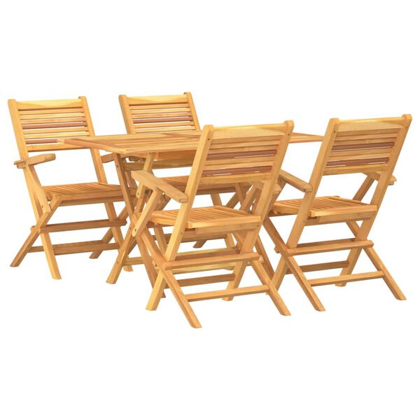 vidaXL Hagespisegruppe 5 deler heltre teak
