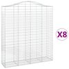 vidaXL Gabionkurver buede 8 stk 200x50x220/240 cm galvanisert jern
