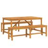 vidaXL Hage Spisegruppe 3 stk. Brun Solid akasietre
