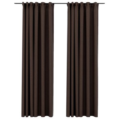 vidaXL Lystette gardiner kroker og lin-design 2 stk gråbrun 140x245 cm