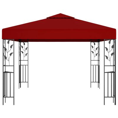 vidaXL Paviljong med LED-lysslynge 3x3 m vinrød