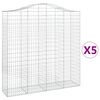 vidaXL Gabionkurver buede 5 stk 200x50x200/220 cm galvanisert jern