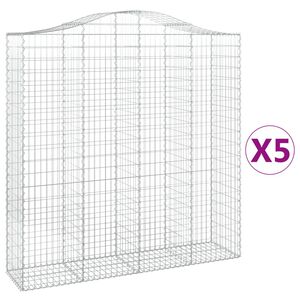 vidaXL Gabionkurver buede 5 stk 200x50x200/220 cm galvanisert jern