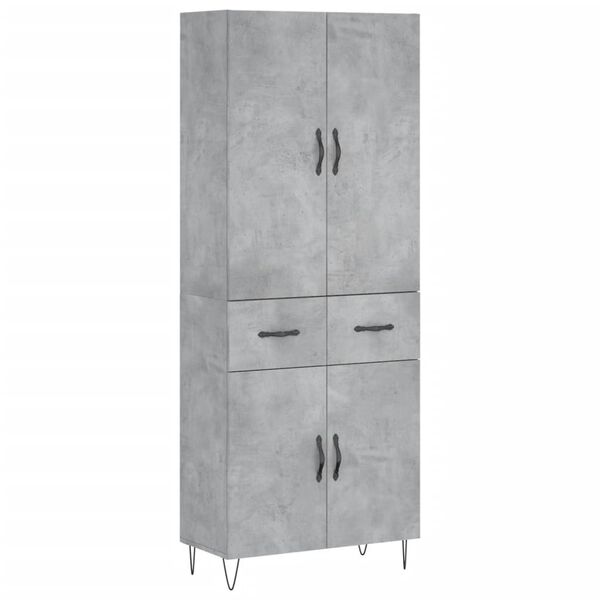 vidaXL Highboard betonggr&aring; 69,5x34x180 cm konstruert tre