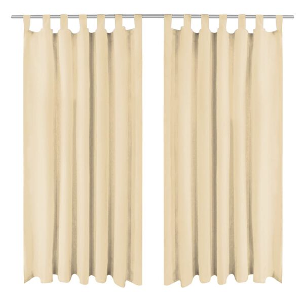 vidaXL Mikrosateng gardiner med hemper 2 stk 140x245 cm beige