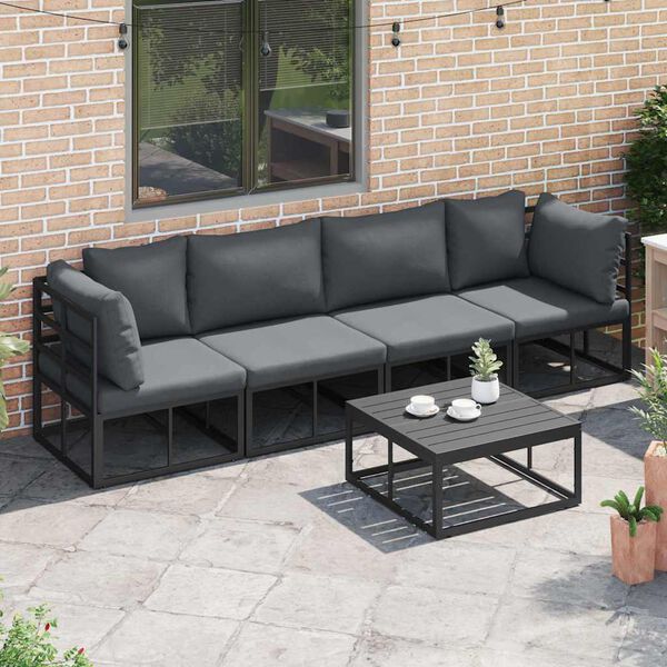 vidaXL Hagesofa Set 4 pcs Svart Metall