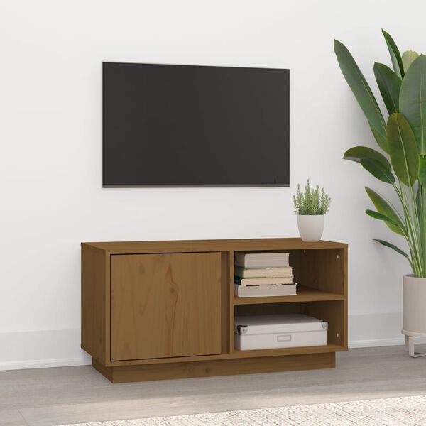 vidaXL TV-benk honningbrun 80x35x40,5 cm heltre furu