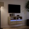vidaXL Vegghengte TV-benker med LED 2 stk sonoma eik 41x31x45 cm