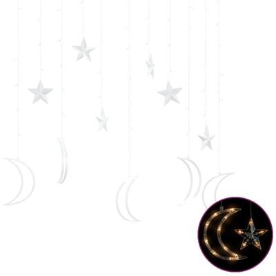 vidaXL Lysslynge stjerne og måne med fjernkontroll 138 LED varm hvit