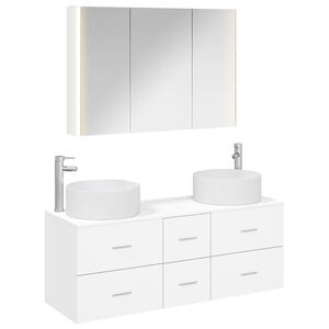vidaXL Baderomsinnredningssett 4 pcs Hvit Konstruert tre og glass