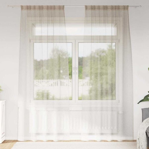 vidaXL Voile Gardin med gardiner 2 pcs sand 245 x 140 cm Polyester