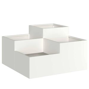 vidaXL Hageblomsterpotte Hvit 80 x 80 x 48 cm St&aring;l
