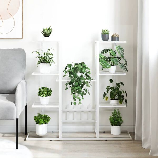 vidaXL Blomsterstativ 94,5x25x89 cm hvit jern