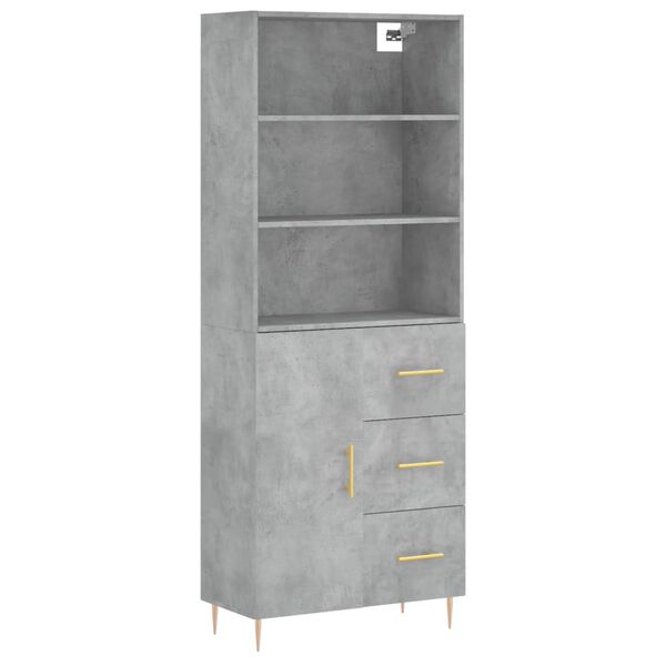 vidaXL Highboard betonggrå 69,5x34x180 cm konstruert tre