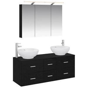 vidaXL Baderomsinnredningssett 4 pcs Svart eik Konstruert tre og glass
