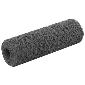 vidaXL Tr&aring;dgjerde kylling st&aring;l med PVC-belegg 25x0,5 m gr&aring;