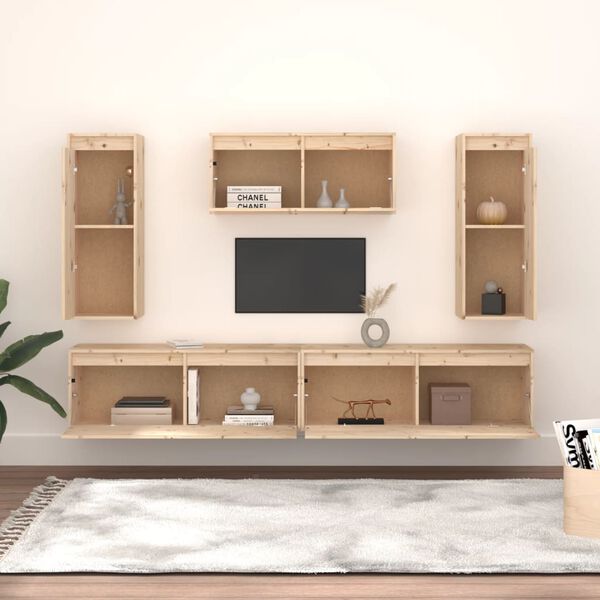 vidaXL TV-benker 5 stk heltre furu