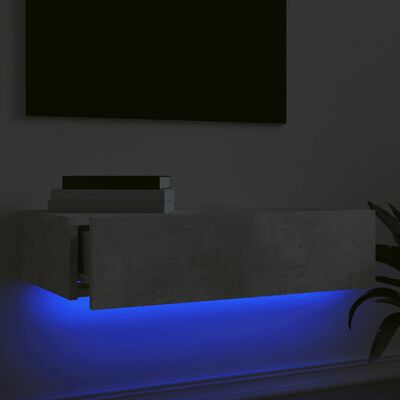 vidaXL TV-benk med LED-lys betonggrå 60x35x15,5 cm