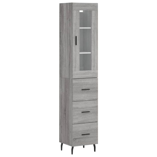 vidaXL Highboard gr&aring; sonoma 34,5x34x180 cm konstruert tre