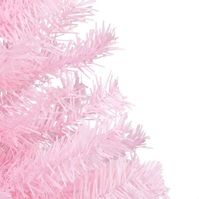 vidaXL Forhåndsbelyst kunstig juletre med kulesett rosa 210 cm PVC