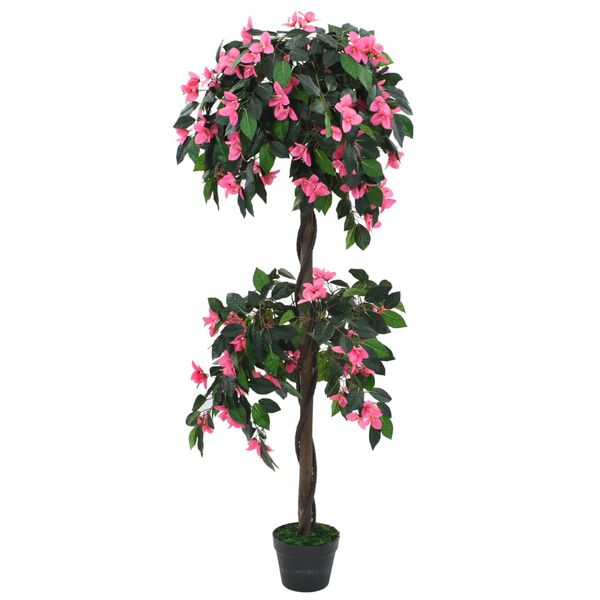 vidaXL Kunstig rododendronplante med potte 155 cm gr&oslash;nn og rosa