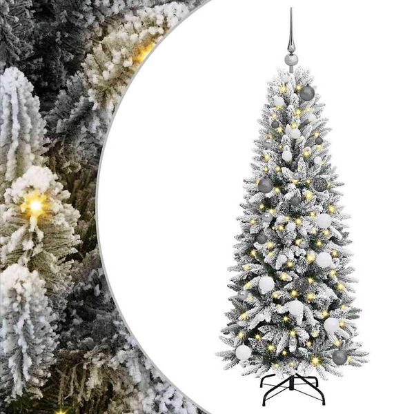vidaXL Kunstig juletre med 150 LED Hvit 150 cm PVC, plast, st&aring;l og PE