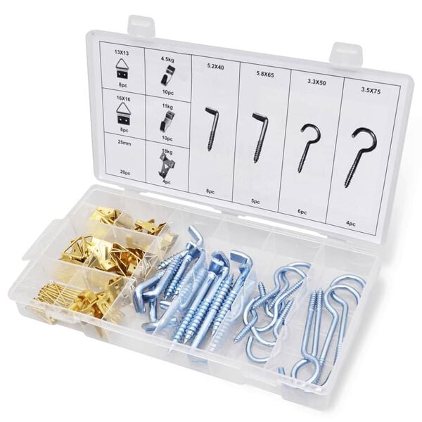 83 pk. Sortiment sett Skru-og Vinkelkroker Vegg Tak