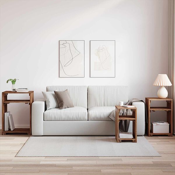 vidaXL Accent Bord med hylle med lagring 3 pcs Brun Massiv Mahogni Tre