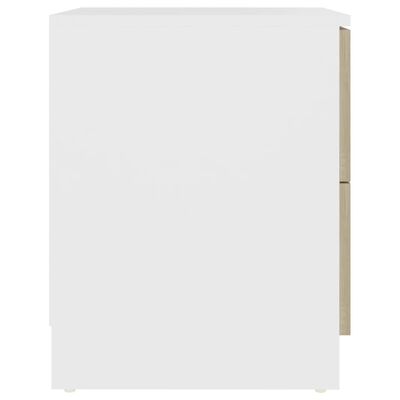 vidaXL Nattbord 2 stk hvit og sonoma eik 40x40x50 cm sponplate