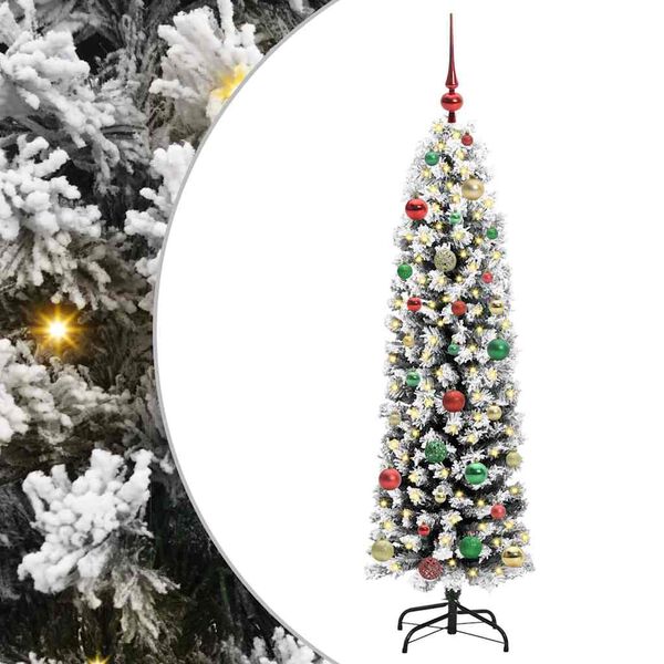 vidaXL Kunstig juletre med 150 LED grønn 150 cm PVC og stål og plast