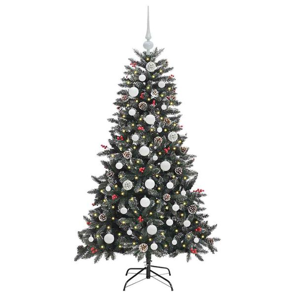 vidaXL Kunstig juletre med 150 LED gr&oslash;nn 150 cm PVC og plast og st&aring;l