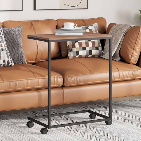 vidaXL Sidebord med hjul svart 55x35x70 cm konstruert tre