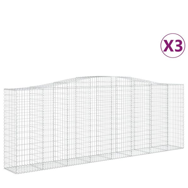 vidaXL Gabionkurver buede 3 stk 400x50x140/160 cm galvanisert jern