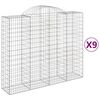 vidaXL Gabionkurver buede 9 stk 200x50x160/180 cm galvanisert jern