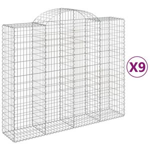 vidaXL Gabionkurver buede 9 stk 200x50x160/180 cm galvanisert jern