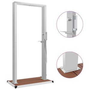 vidaXL Utend&oslash;rs dusj med brett WPC rustfritt st&aring;l