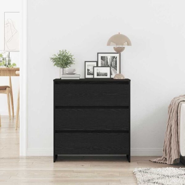 vidaXL Skjenk svart eik 70x41x75 cm konstruert tre