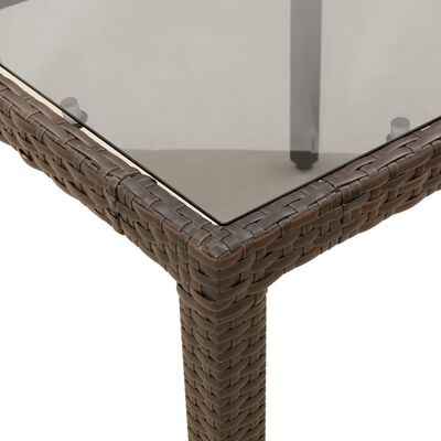 vidaXL Hagebord med glassplate brun 90x90x75 cm polyrotting