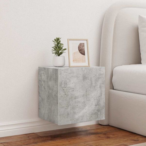 vidaXL Vegghengte TV-benker med LED-lys 2 stk betonggrå 40,5x35x40 cm