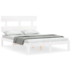 vidaXL Sengeramme med hodegavl hvit small double heltre