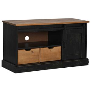 vidaXL TV-skap HALDEN med skyved&oslash;r svart 110x40x60 cm heltre