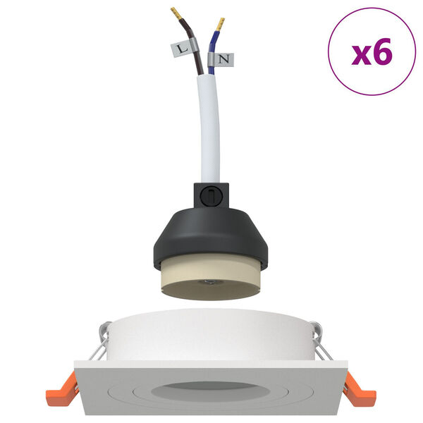 vidaXL Spotlights med søkelys 6 pcs Hvit 9 x 9 x cm Aluminium