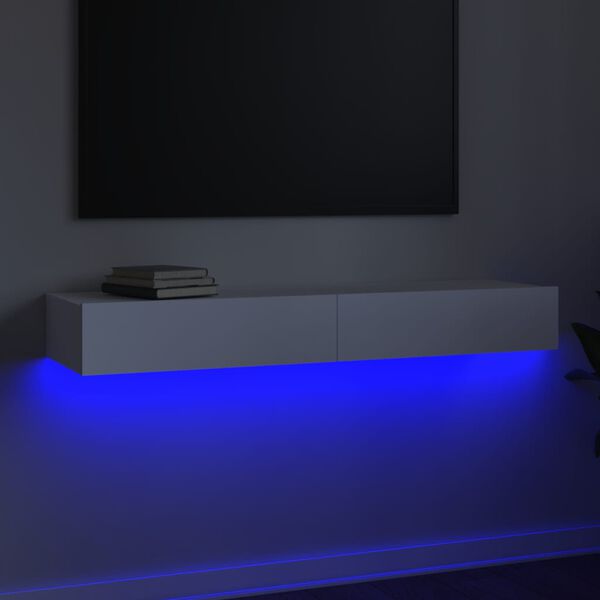 vidaXL TV-benk med LED-lys hvit 120x35x15,5 cm