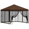 vidaXL Hagepaviljong med sidevegger 3 x 3 m Brun Polyester og st&aring;l 190